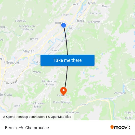 Bernin to Chamrousse map