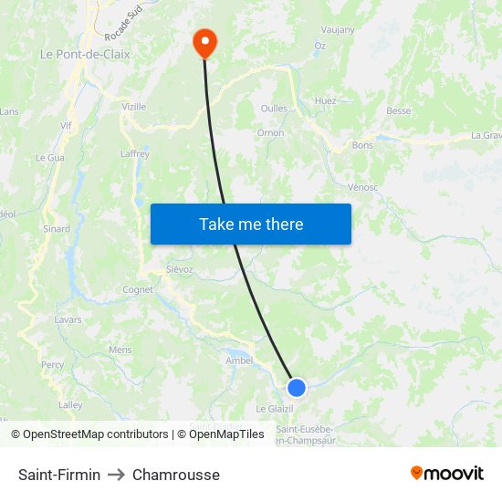 Saint-Firmin to Chamrousse map