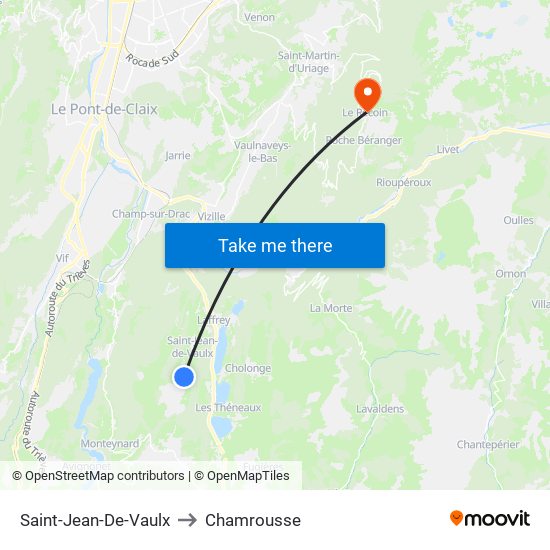 Saint-Jean-De-Vaulx to Chamrousse map