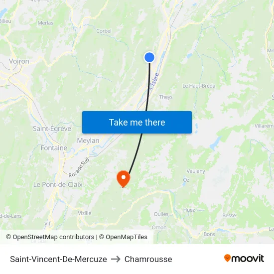 Saint-Vincent-De-Mercuze to Chamrousse map