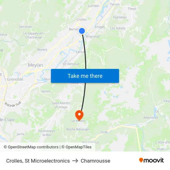 Crolles, St Microelectronics to Chamrousse map