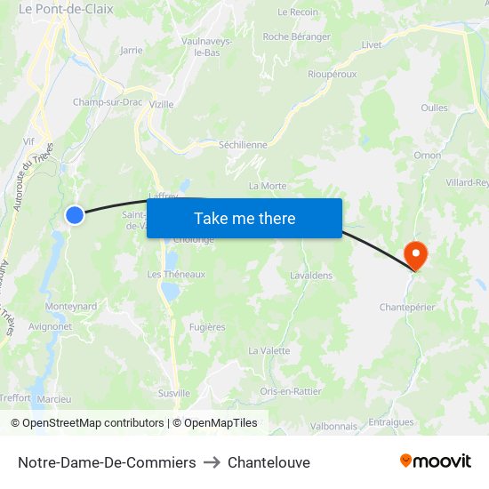 Notre-Dame-De-Commiers to Chantelouve map