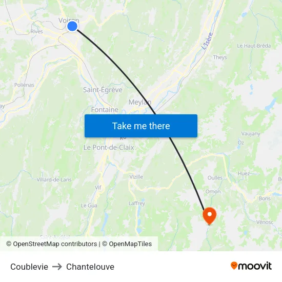 Coublevie to Chantelouve map