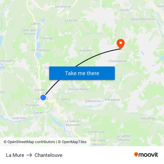 La Mure to Chantelouve map