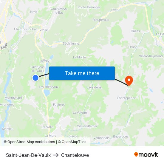 Saint-Jean-De-Vaulx to Chantelouve map