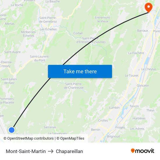 Mont-Saint-Martin to Chapareillan map