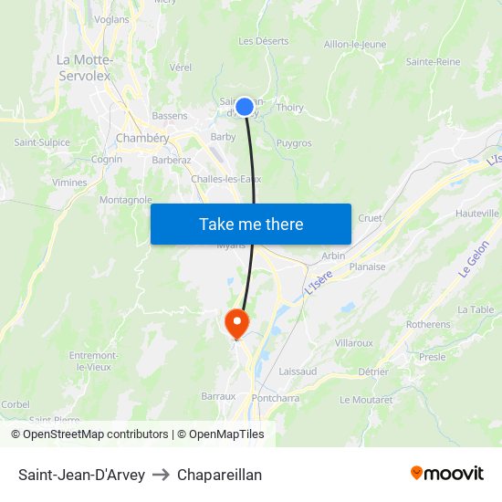 Saint-Jean-D'Arvey to Chapareillan map