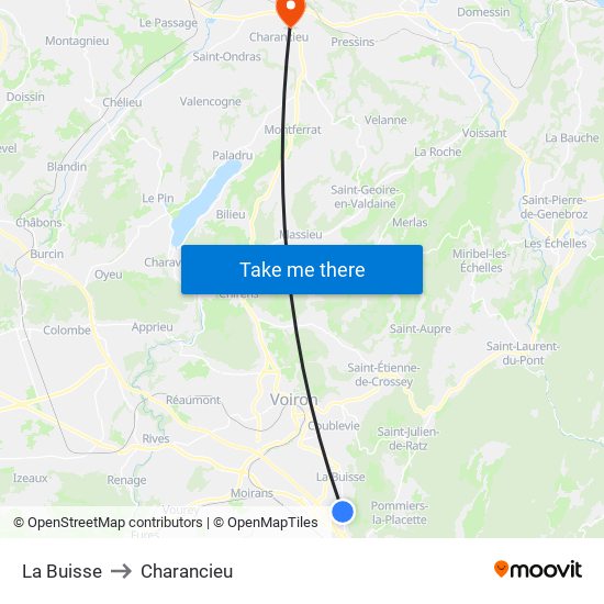 La Buisse to Charancieu map