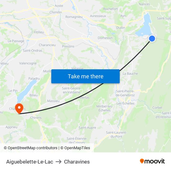 Aiguebelette-Le-Lac to Charavines map