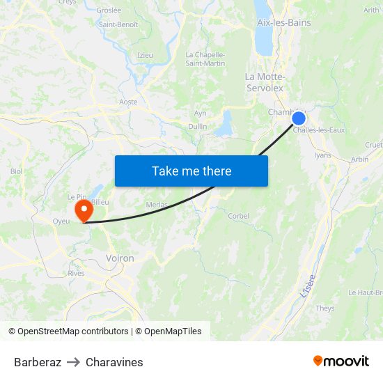 Barberaz to Charavines map