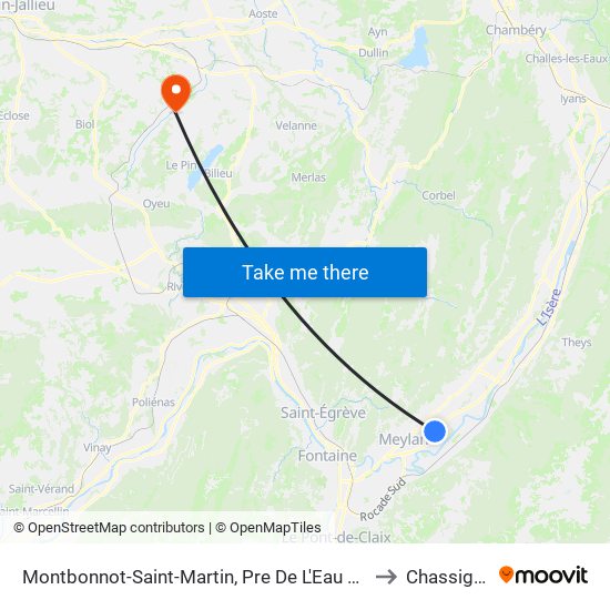 Montbonnot-Saint-Martin, Pre De L'Eau Rond Point to Chassignieu map