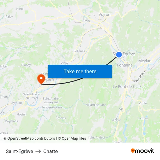Saint-Égrève to Chatte map