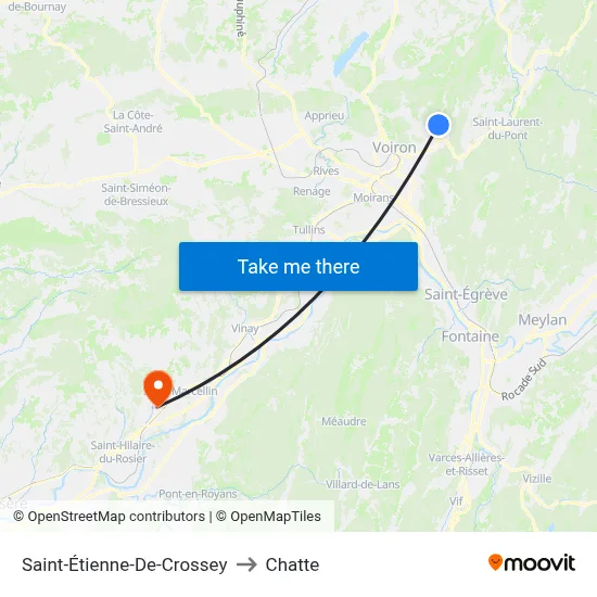 Saint-Étienne-De-Crossey to Chatte map