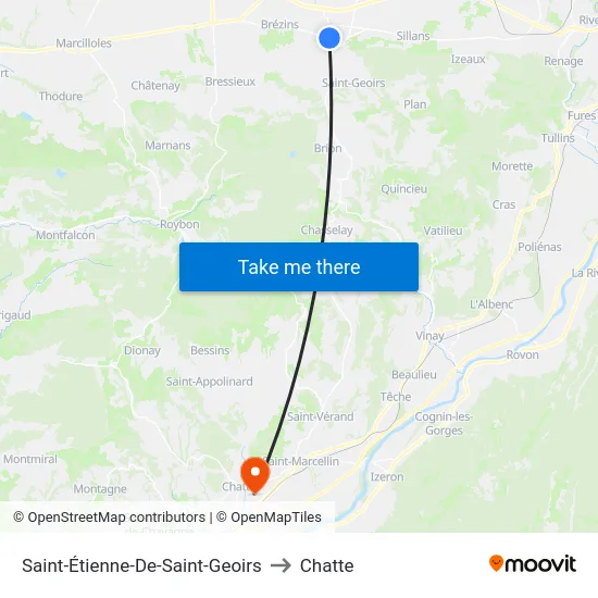 Saint-Étienne-De-Saint-Geoirs to Chatte map