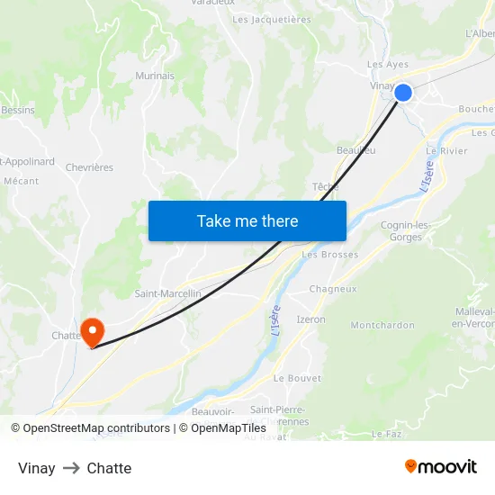 Vinay to Chatte map