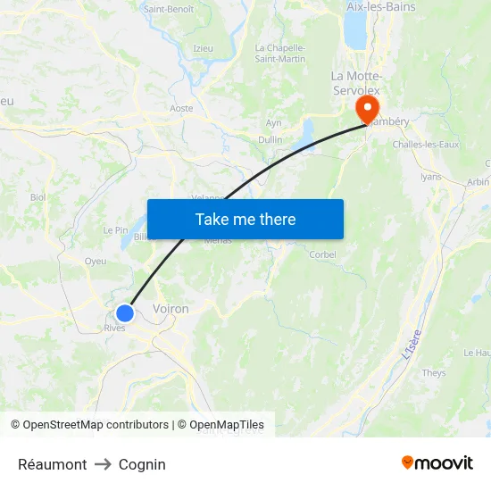 Réaumont to Cognin map