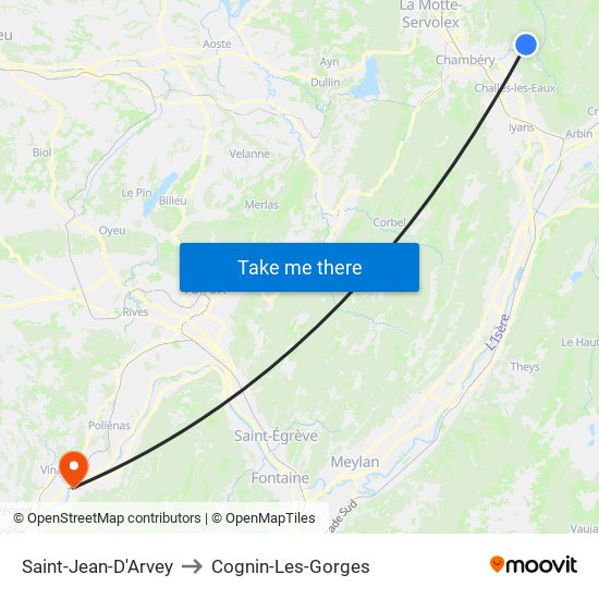 Saint-Jean-D'Arvey to Cognin-Les-Gorges map