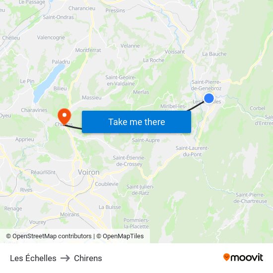 Les Échelles to Chirens map