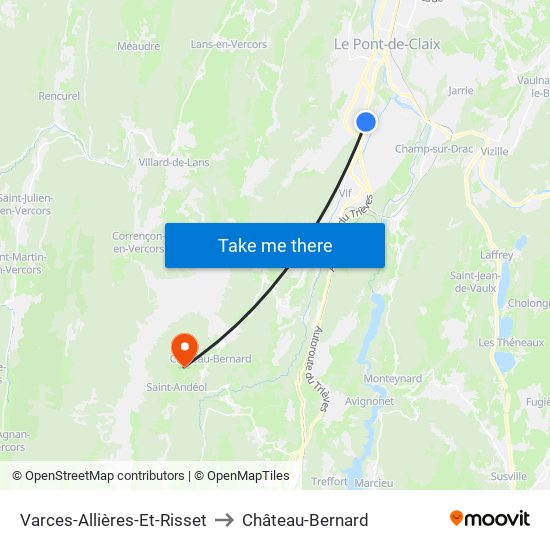 Varces-Allières-Et-Risset to Château-Bernard map