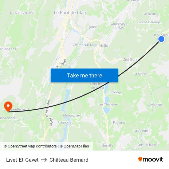 Livet-Et-Gavet to Château-Bernard map