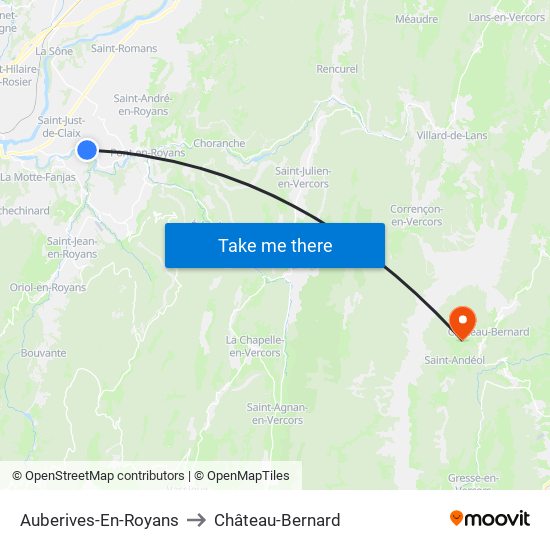 Auberives-En-Royans to Château-Bernard map