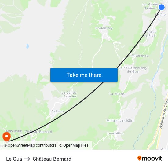 Le Gua to Château-Bernard map