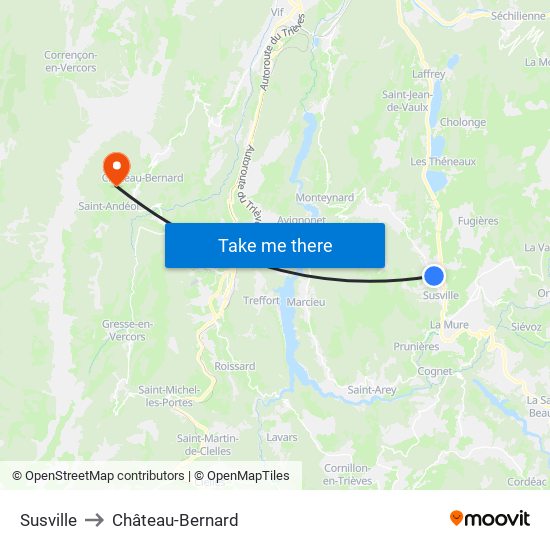 Susville to Château-Bernard map
