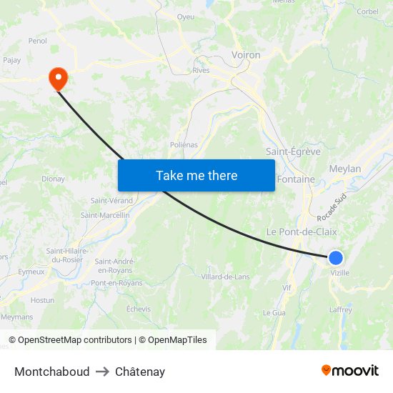 Montchaboud to Châtenay map