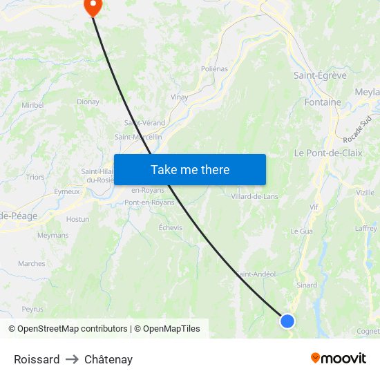 Roissard to Châtenay map