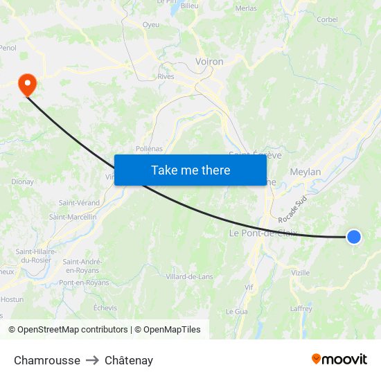 Chamrousse to Châtenay map