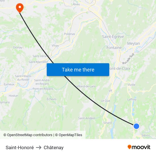 Saint-Honoré to Châtenay map