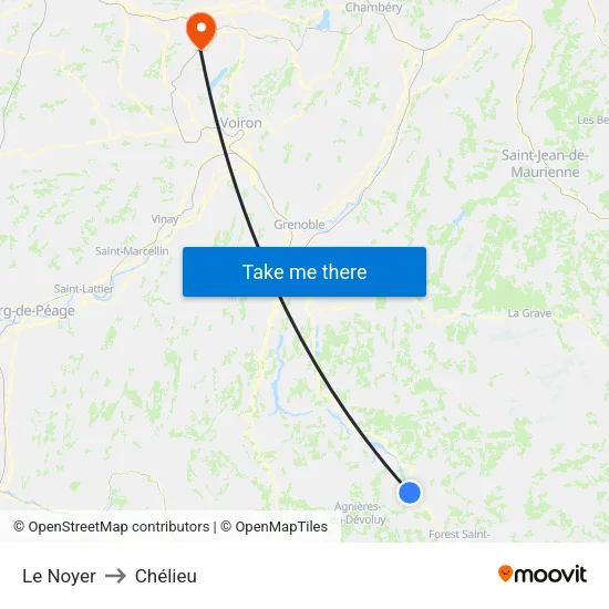 Le Noyer to Chélieu map