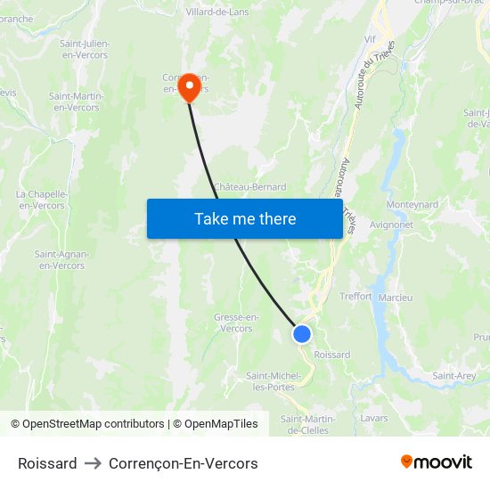 Roissard to Corrençon-En-Vercors map