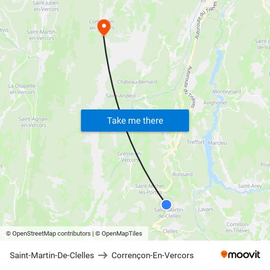 Saint-Martin-De-Clelles to Corrençon-En-Vercors map