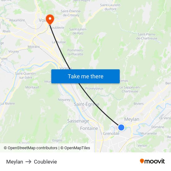 Meylan to Coublevie map