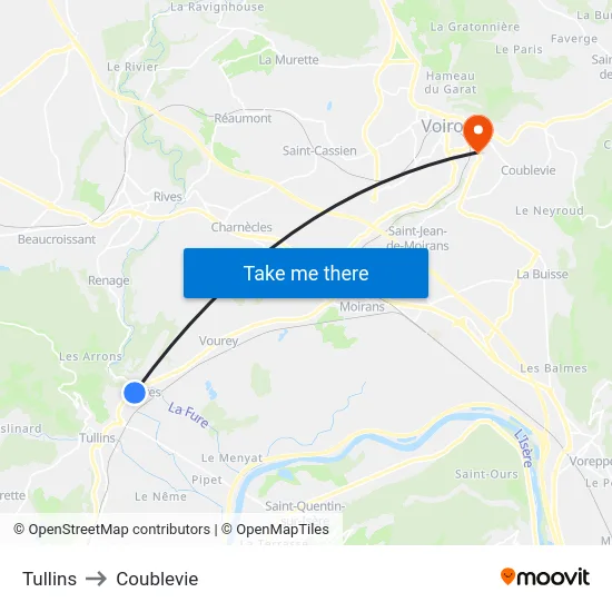 Tullins to Coublevie map