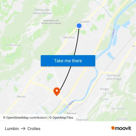 Lumbin to Crolles map