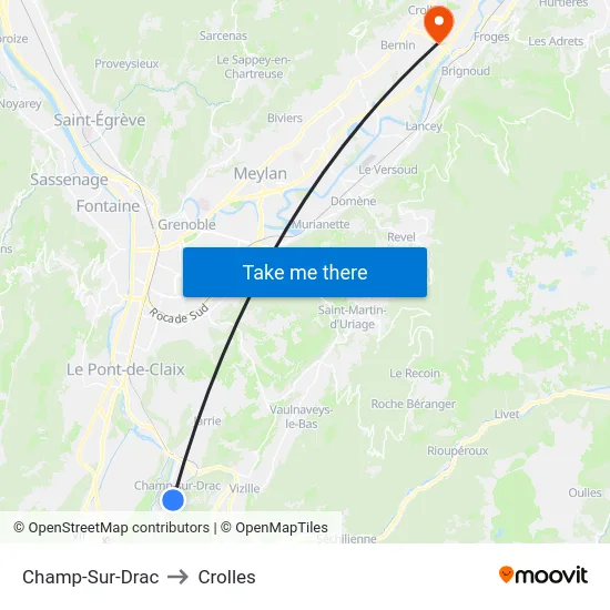Champ-Sur-Drac to Crolles map