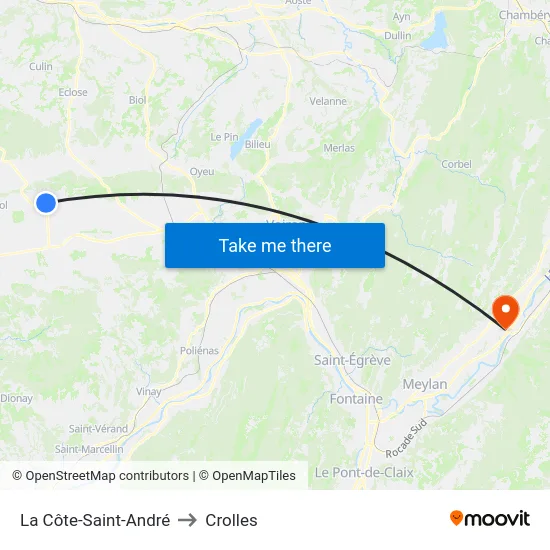 La Côte-Saint-André to Crolles map