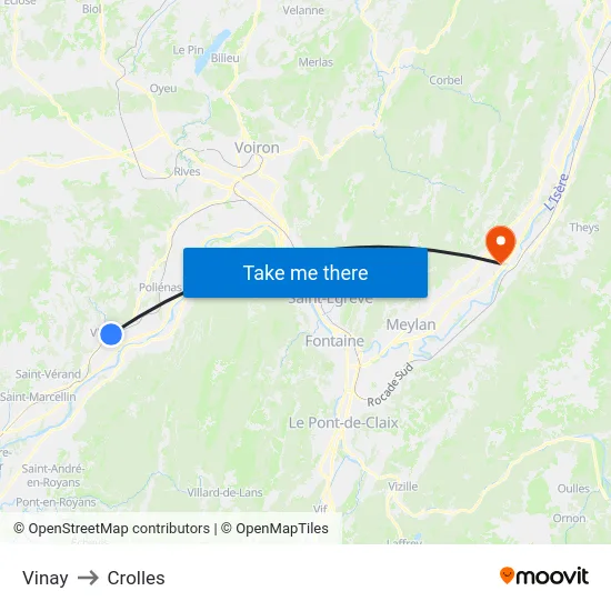 Vinay to Crolles map