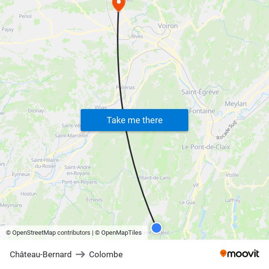 Château-Bernard to Colombe map