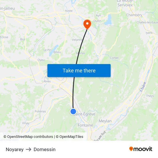 Noyarey to Domessin map