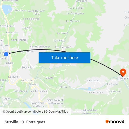 Susville to Entraigues map