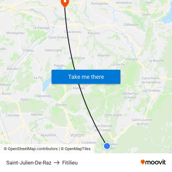 Saint-Julien-De-Raz to Fitilieu map