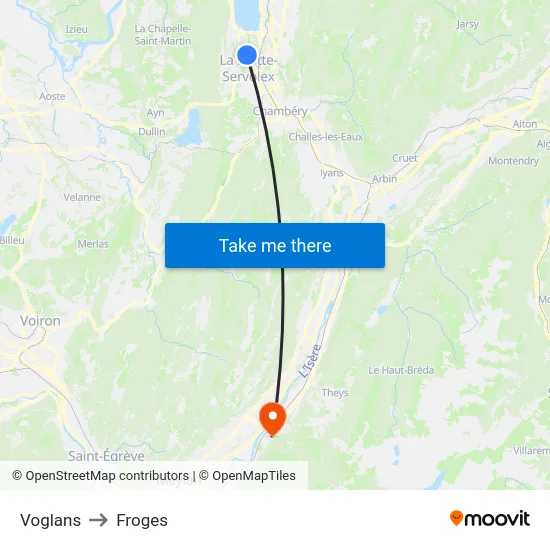 Voglans to Froges map
