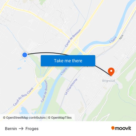 Bernin to Froges map