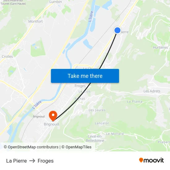 La Pierre to Froges map