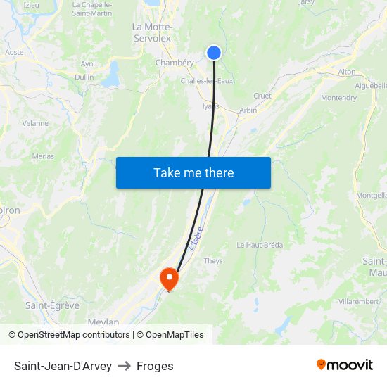 Saint-Jean-D'Arvey to Froges map