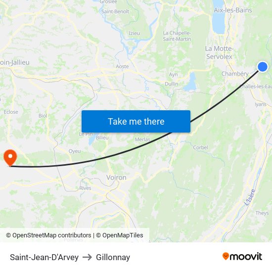 Saint-Jean-D'Arvey to Gillonnay map