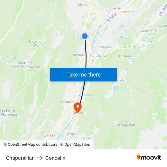 Chapareillan to Goncelin map